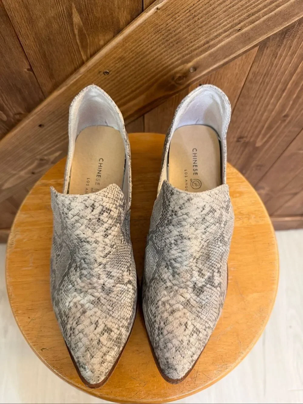 Chinese Laundry Women’s Size 6 Snakeskin Print Cutout Ankle Booties Western Heel